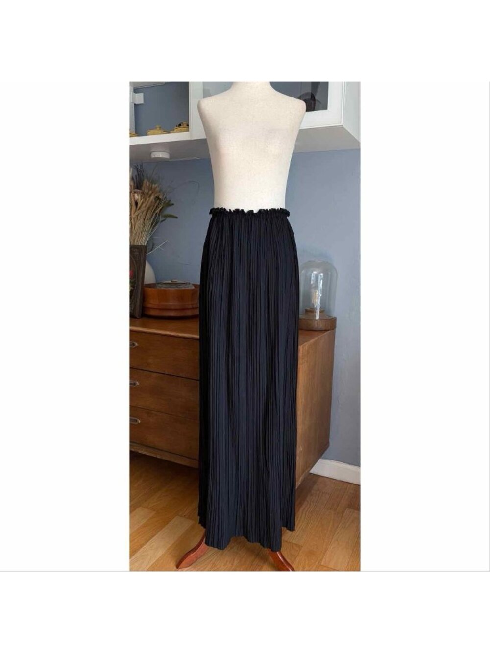 Vtg 80’s Jack Fuller For Jardine Accordion Pleats Pleated Maxi Skirt Black S/M